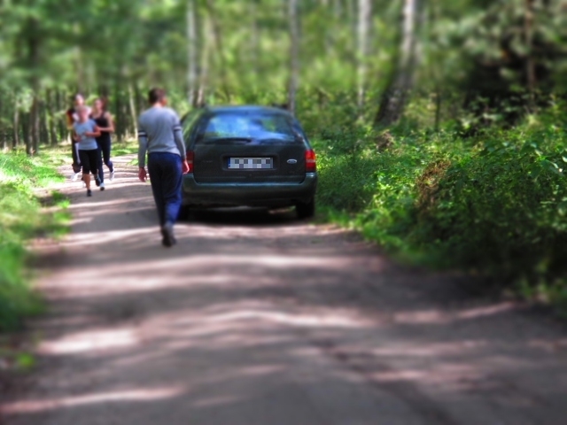 biegacze w lesie i spacer - Tomasz Jędraszczak