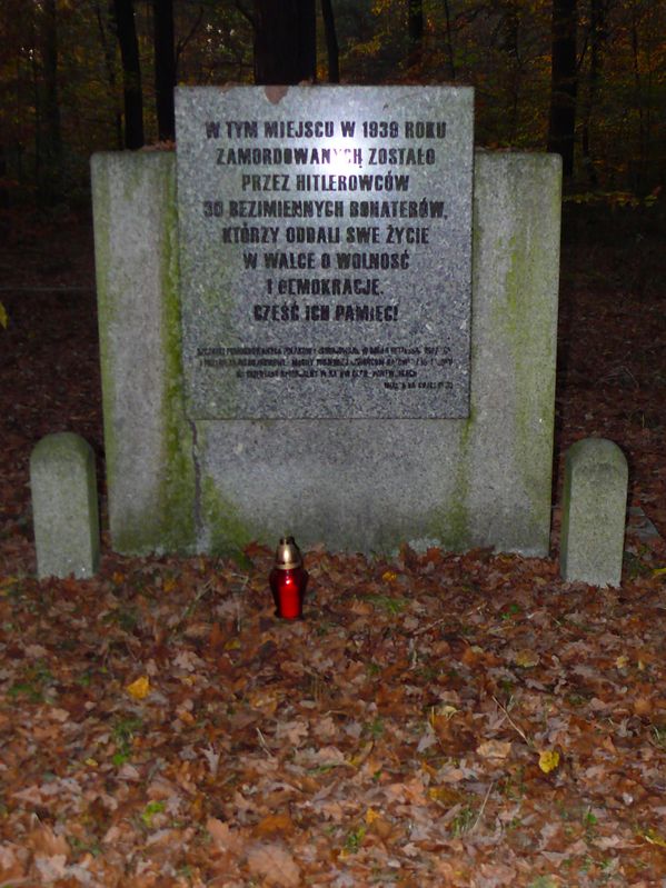 Znicze pod pomnikami zamordowanych harcerzy