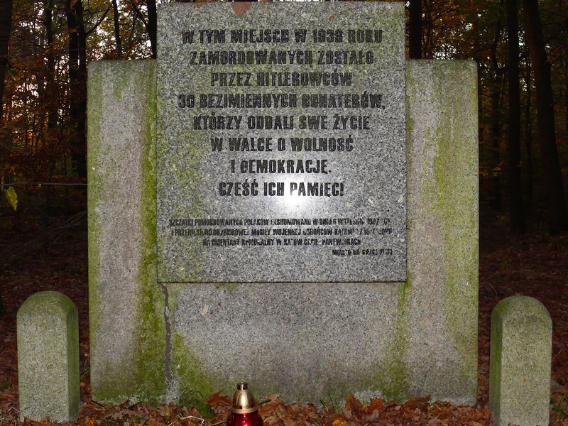 Znicze pod pomnikami zamordowanych harcerzy