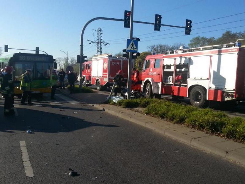 wypadek motocyklisty - Straż Pożarna/Poznań