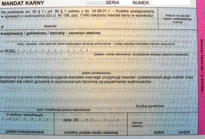 mandat karny - Straż Miejska Bielsko