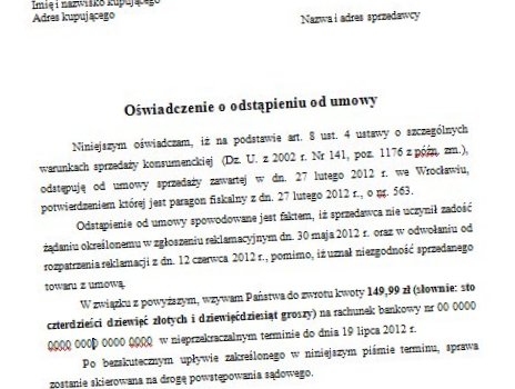 oświadczenie_o_odstąpieniu - Prawo na co dzień