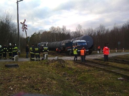 pociąg wykolejony - KPP Wągrowiec