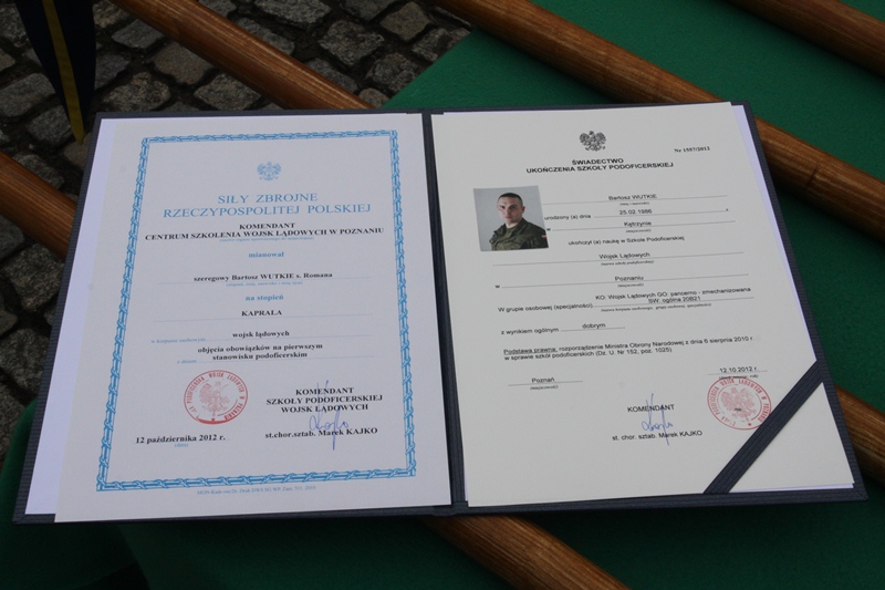 swiadectwo podoficera - CSWL w Poznaniu